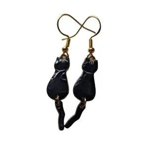 Black Kitty Cat Earrings