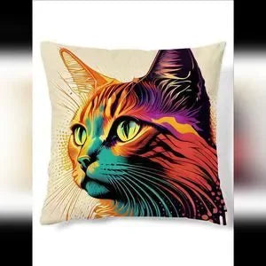 Colorful Kitty Cat Pillowcase 17.7" x 17.7"