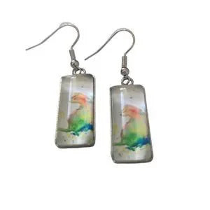 Colorful Cat Art Dangle Earrings
