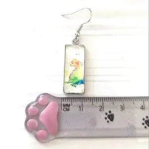 Colorful Cat Art Dangle Earrings